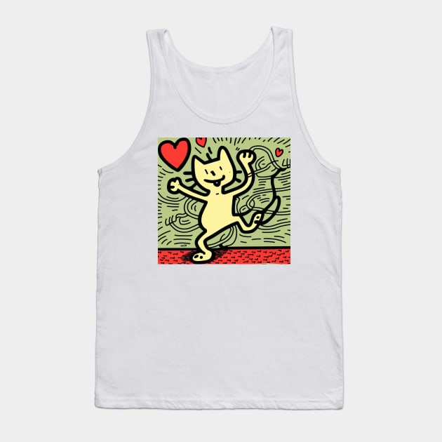 Funny Keith Haring, cat lover Tank Top by Art ucef